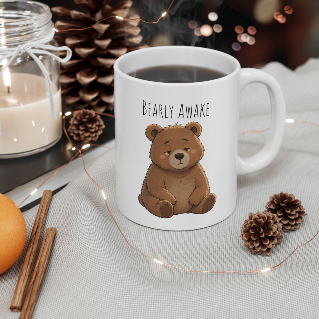 Bearly Awake Cute Bear Mug | Cute Sleepy Bear Coffee Cup Coffee Mug 11oz, 15oz, I Bear Lover Gift, Cozy Tea Cup