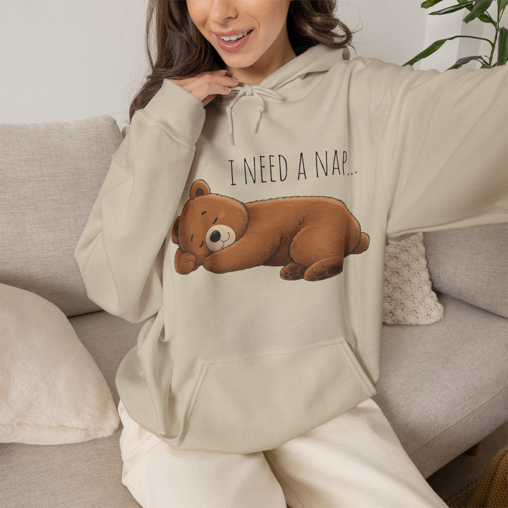 I Need A Nap Bearly Awake Bear Hoodie | Cute Bear Front Back Print