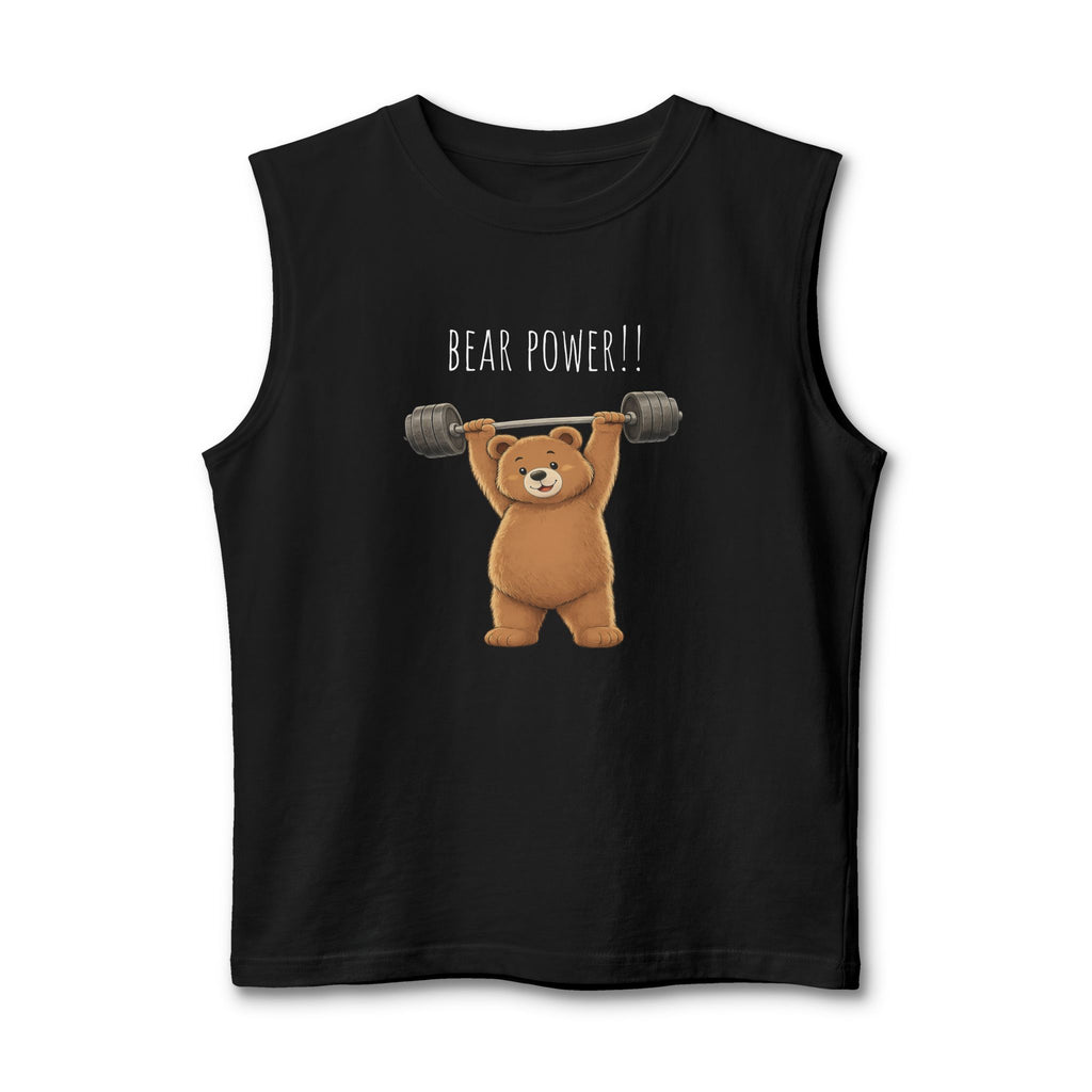 Bear Power Muscle Tank | Cute Gym Bear Shirt | Cute Workout Tank | Unisex Sleeveless Fitness Top | Gift for Gym Lovers