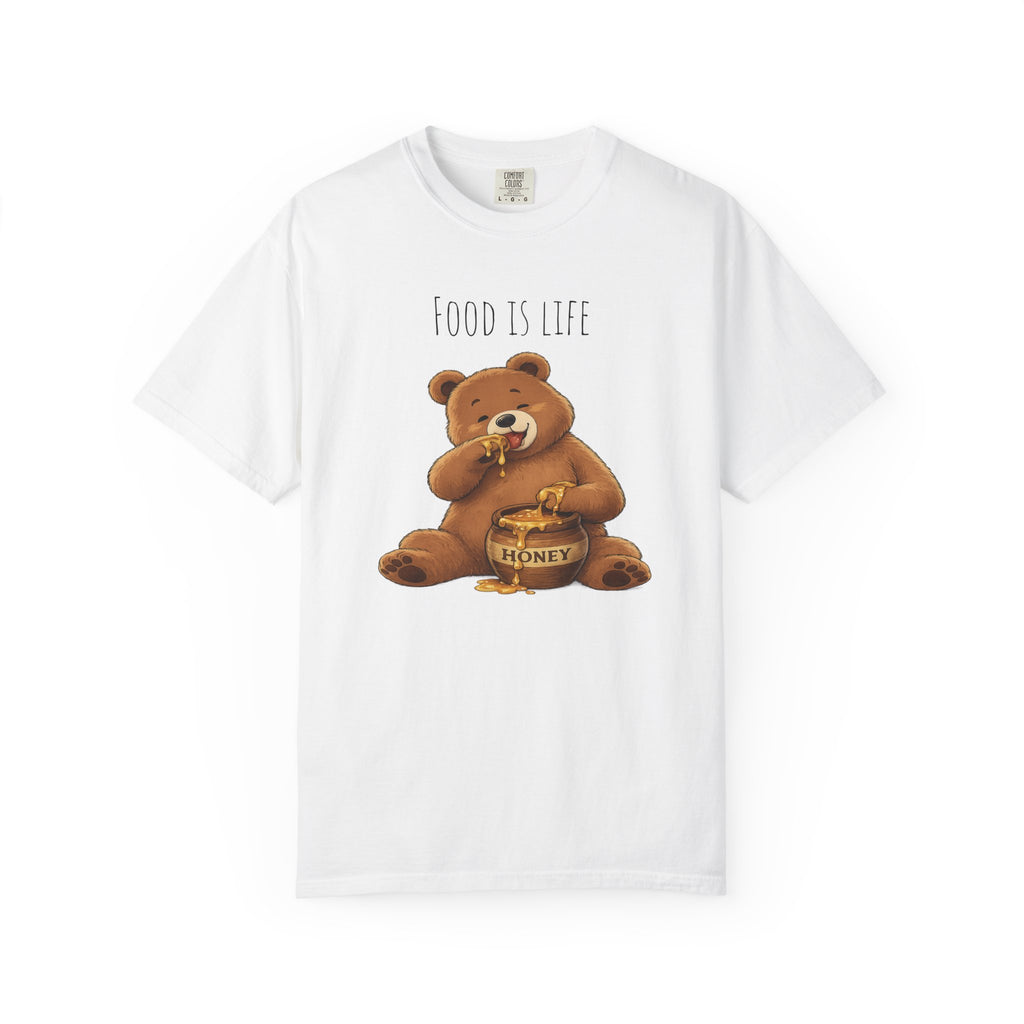 Cute Bear Shirt Food Is Life Tee, Funny Bear Graphic T-Shirt, Honey Bear Shirt, Foodie Gift, Bear Lover Gift, Unisex Animal Tee