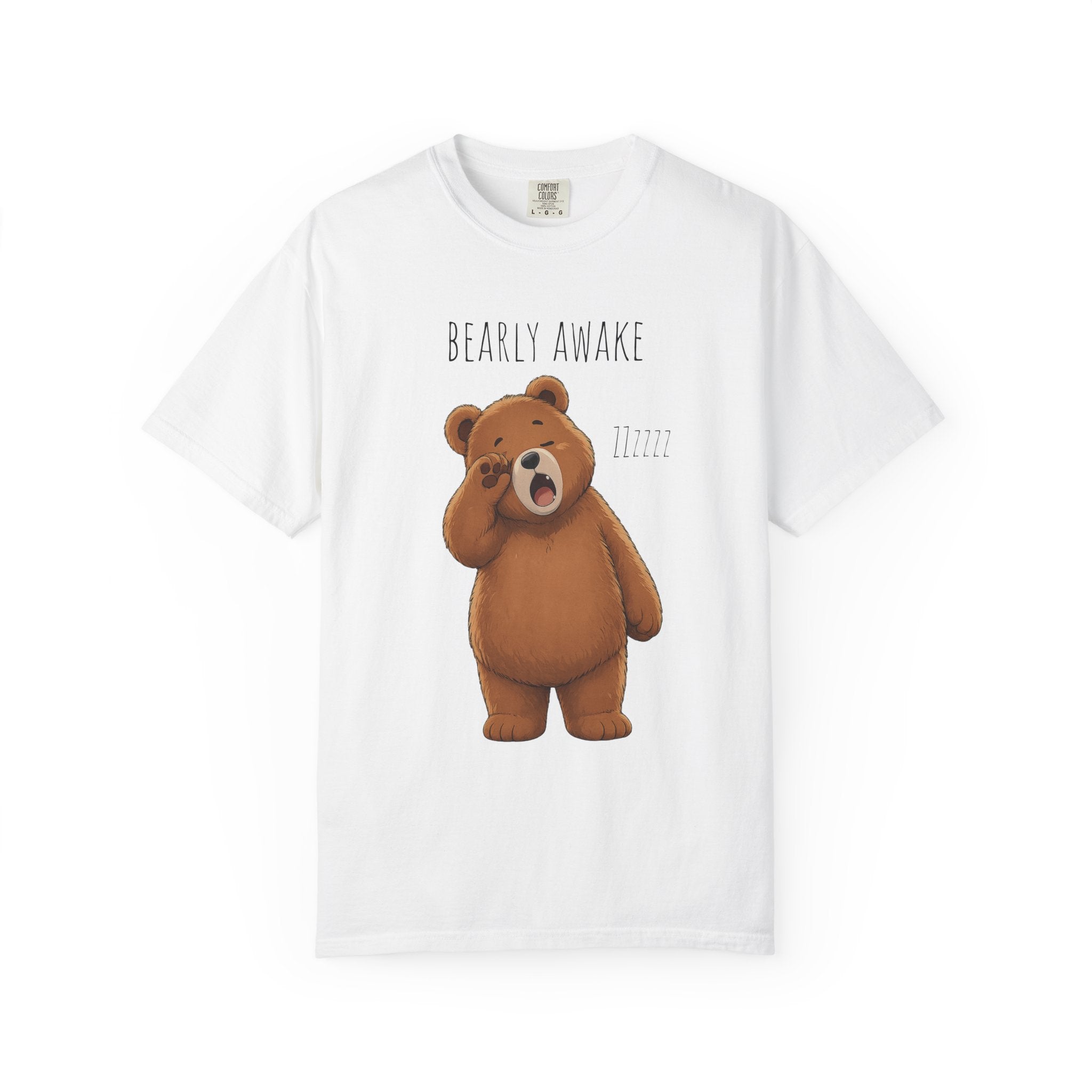 Bearly Awake Bear T-Shirt | Cute Funny Bear Graphic Tee | Unisex Comfort Colors Shirt | Sleepy Bear Gift