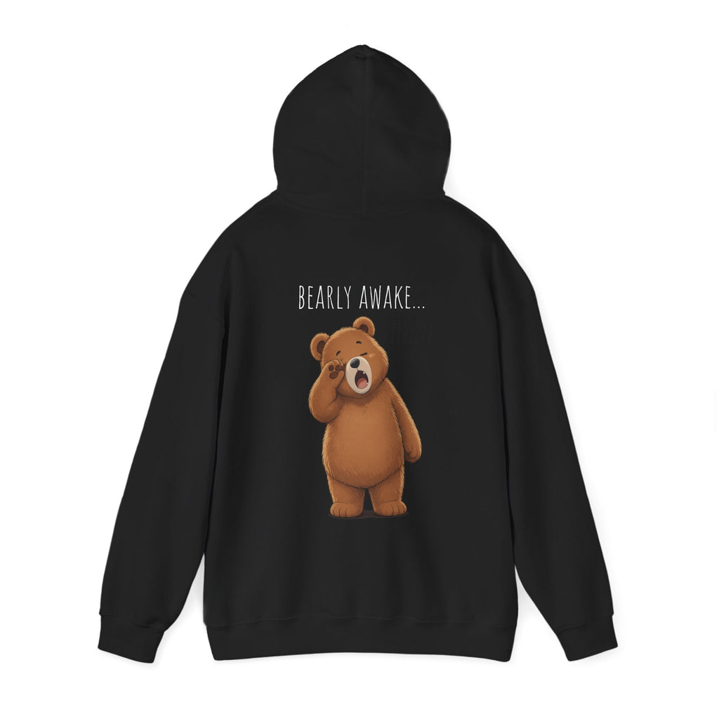 I Need A Nap Bearly Awake Bear Hoodie | Cute Bear Front Back Print Hoodie | Cozy Unisex Sweatshirt | Cute Bear Graphic Hoodie