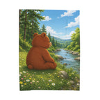 Woodland Nature Blanket Throw, Nature Lover Gift, Cozy Bear Gift, Bear lover Gift