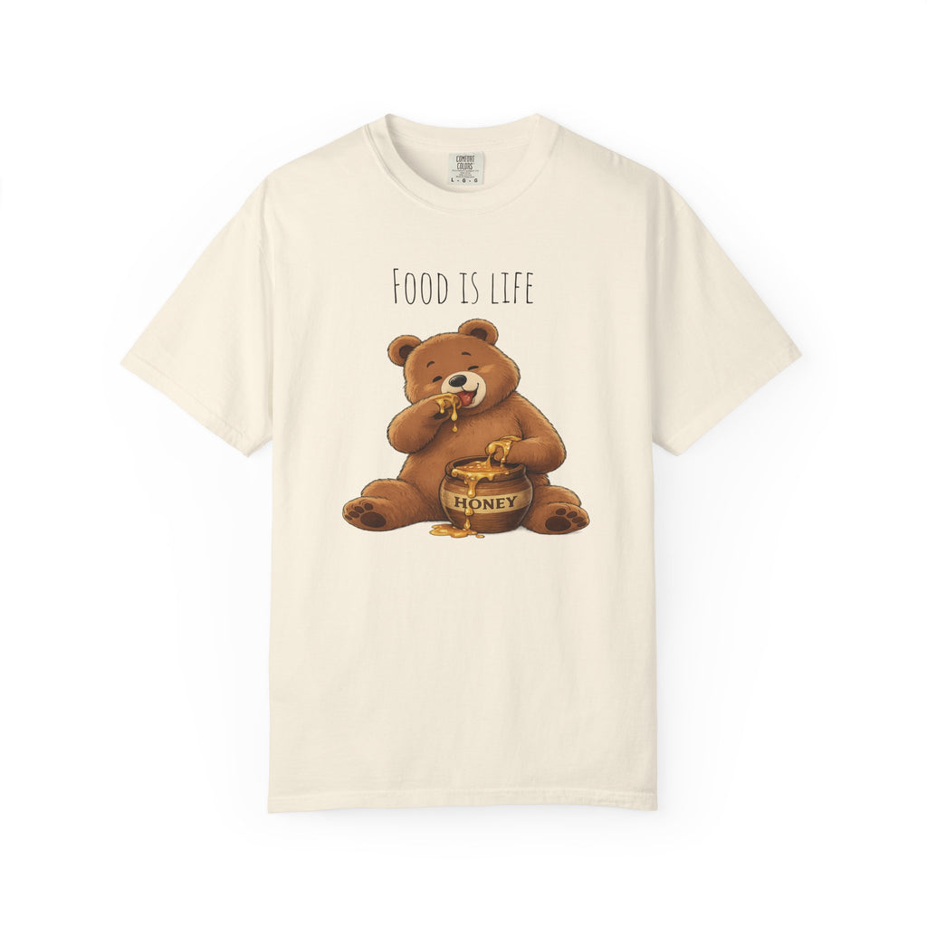 Cute Bear Shirt Food Is Life Tee, Funny Bear Graphic T-Shirt, Honey Bear Shirt, Foodie Gift, Bear Lover Gift, Unisex Animal Tee