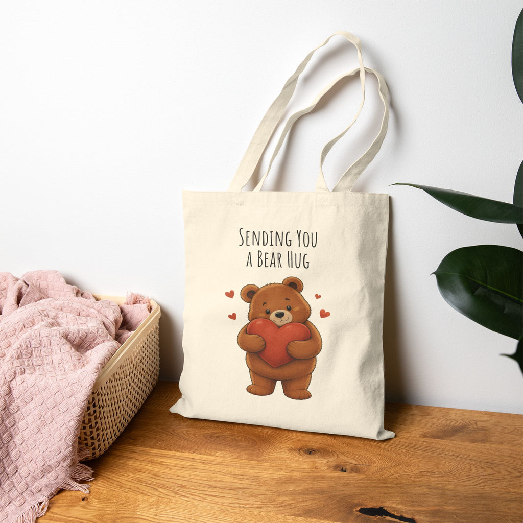 Sending You a Bear Hug Tote Bag| Cute Teddy Bear Reusable Shopping Bag | Bear Lover Gift |Reusable Shoulder Bag