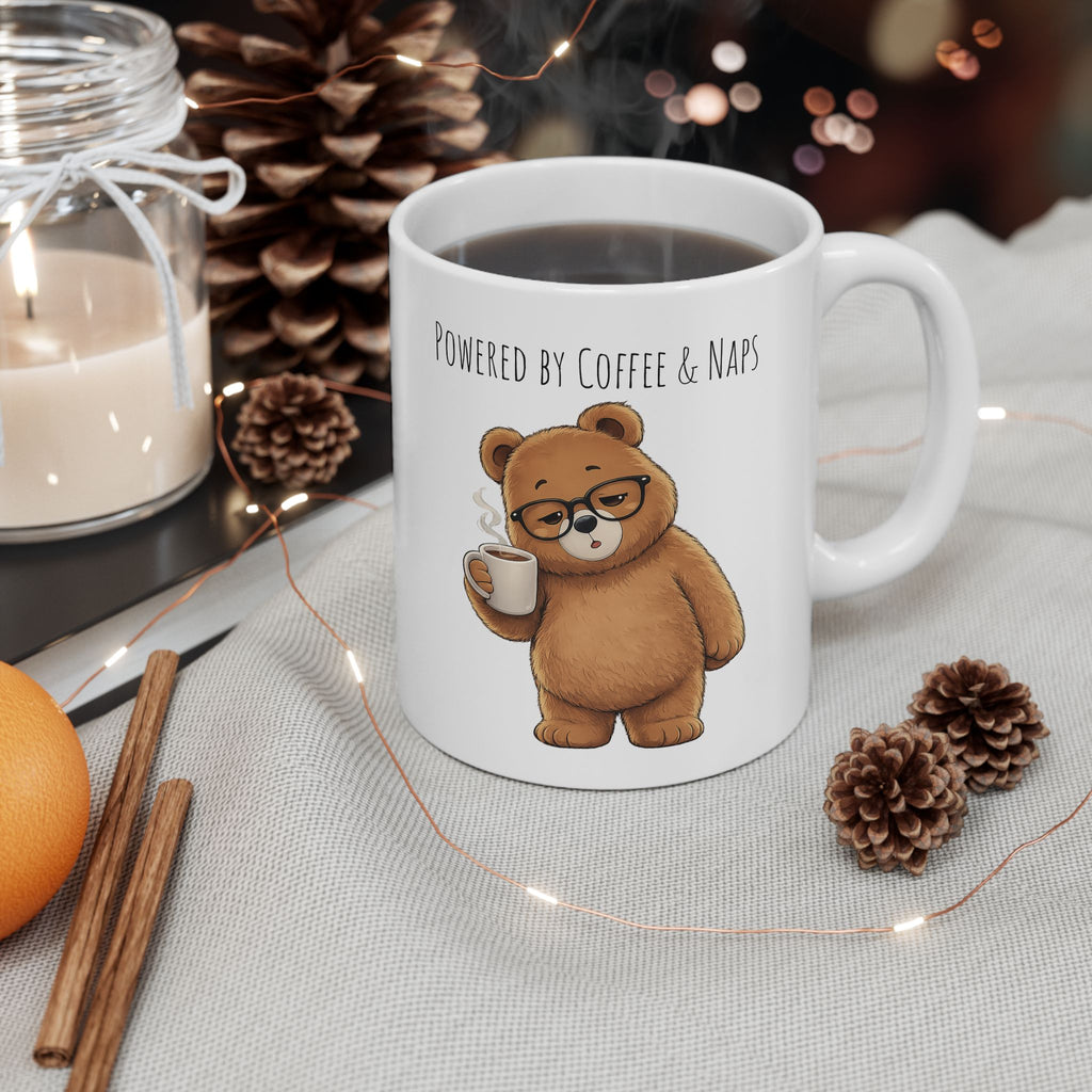 Powered by Coffee & Naps Bear Coffee Mug 11oz,15oz | Cute Ceramic Mug