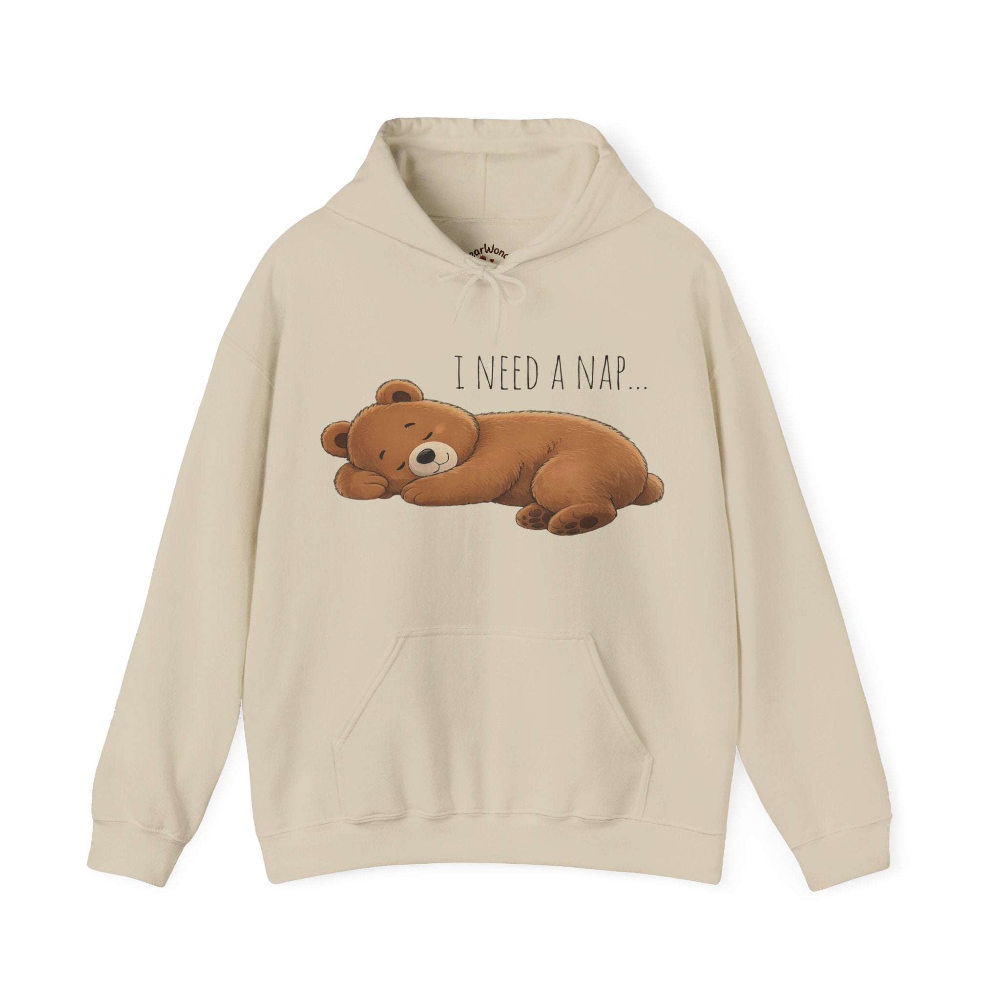 I Need A Nap Bearly Awake Bear Hoodie | Cute Bear Front Back Print Hoodie | Cozy Unisex Sweatshirt | Cute Bear Graphic Hoodie