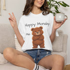 Grumpy Bear Happy Monday T-Shirt| Happy Monday Graphic T-Shirt | Cute Bear Graphic Tee | Unisex Bear Lover Gift
