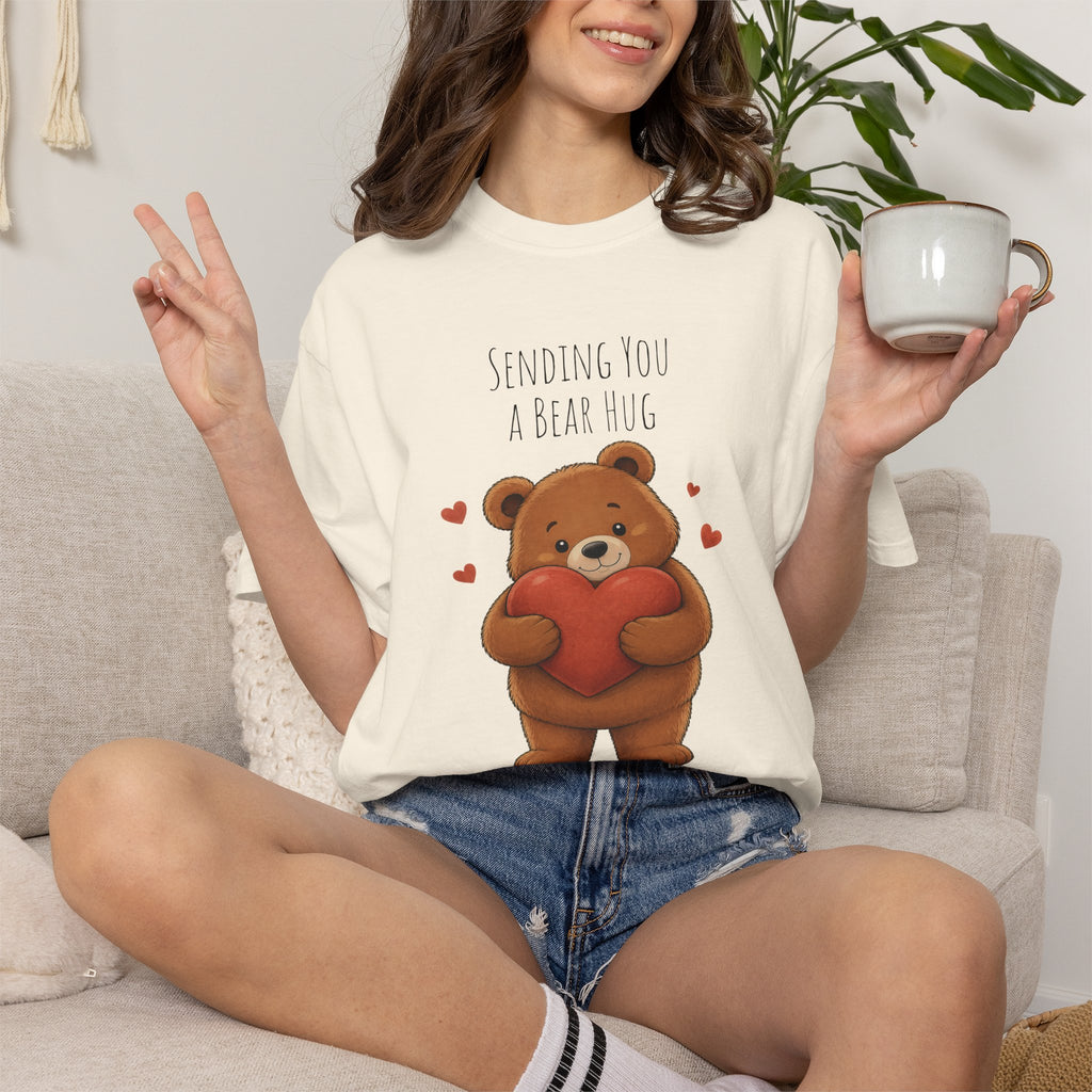 Sending You a Bear Hug T-Shirt Cute Bear Tee I Heart Warming Graphic Tee, Bear Lover Gift, Cozy Animal Lover T Shirt