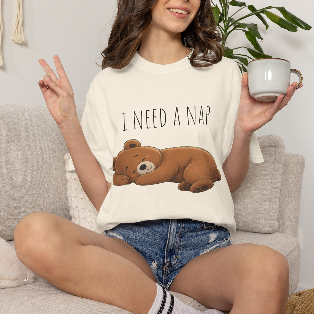I Need a Nap Bear Shirt, Cute Sleeping Bear T-Shirt, Cozy Animal Graphic Tee, Funny Sleep Lover Gift, Unisex Comfort Colors Tee