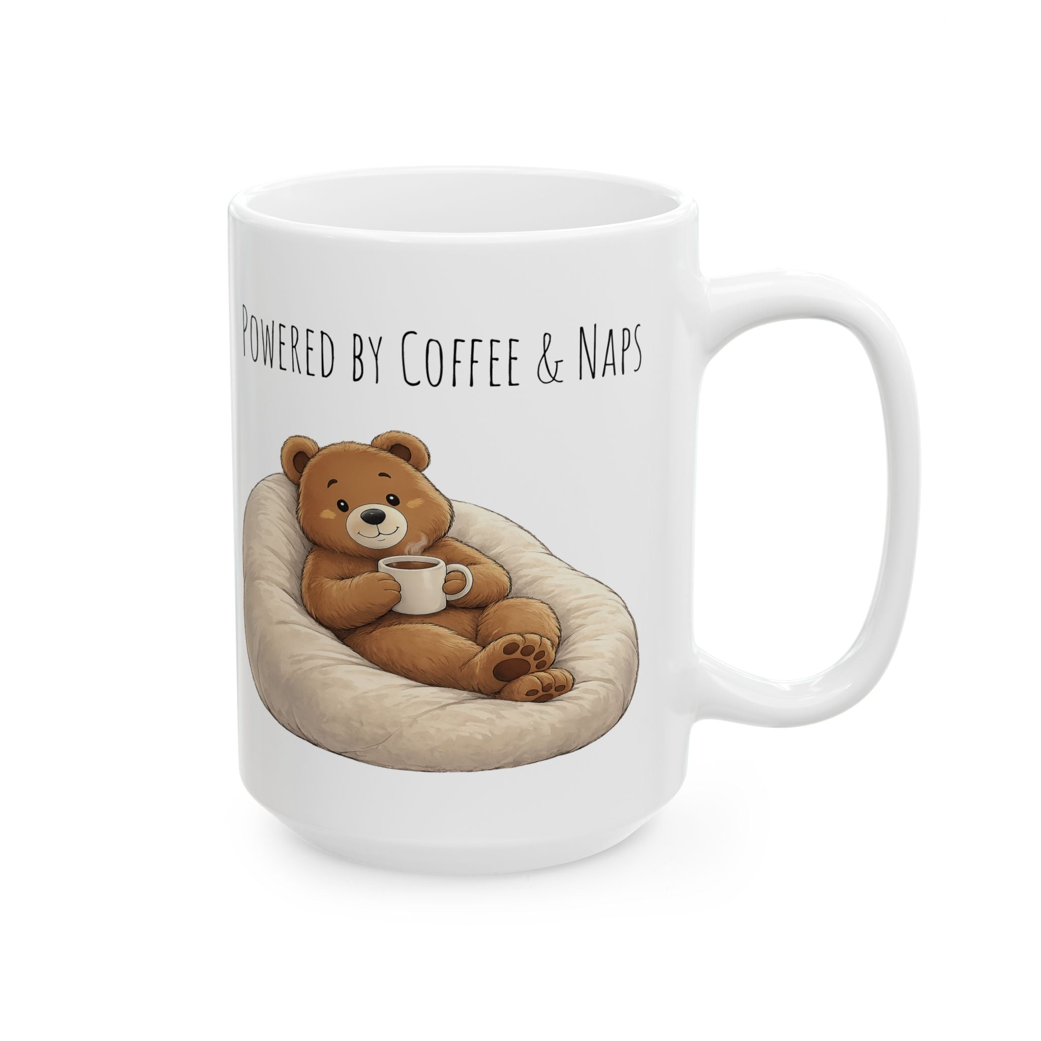 Powered by Coffee & Naps Bear Coffee Mug 15oz | Cute Ceramic Mug