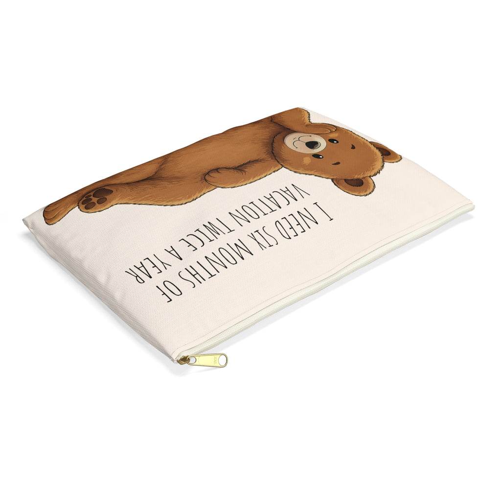 Cute Teddy Bear Makeup Bag, Funny Vacation Quote Cosmetic Pouch, Travel Lover Gift, Bear Zipper Pouch, Toiletry Bag for Women