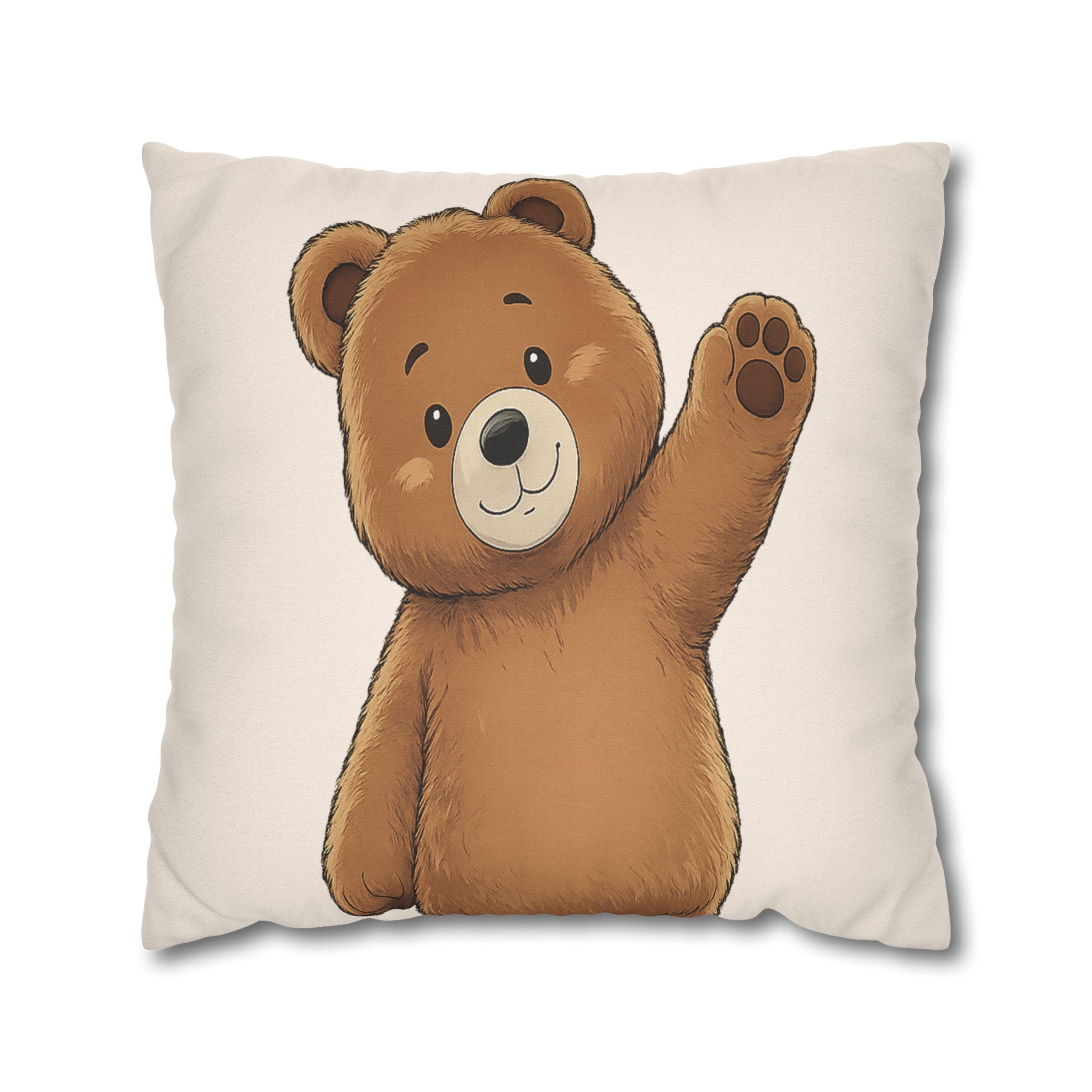 Cute Bear Pillow Cover 20x20 | Teddy Bear Throw Pillow | Neutral Nursery Decor | Cozy Home Accent pillowcase