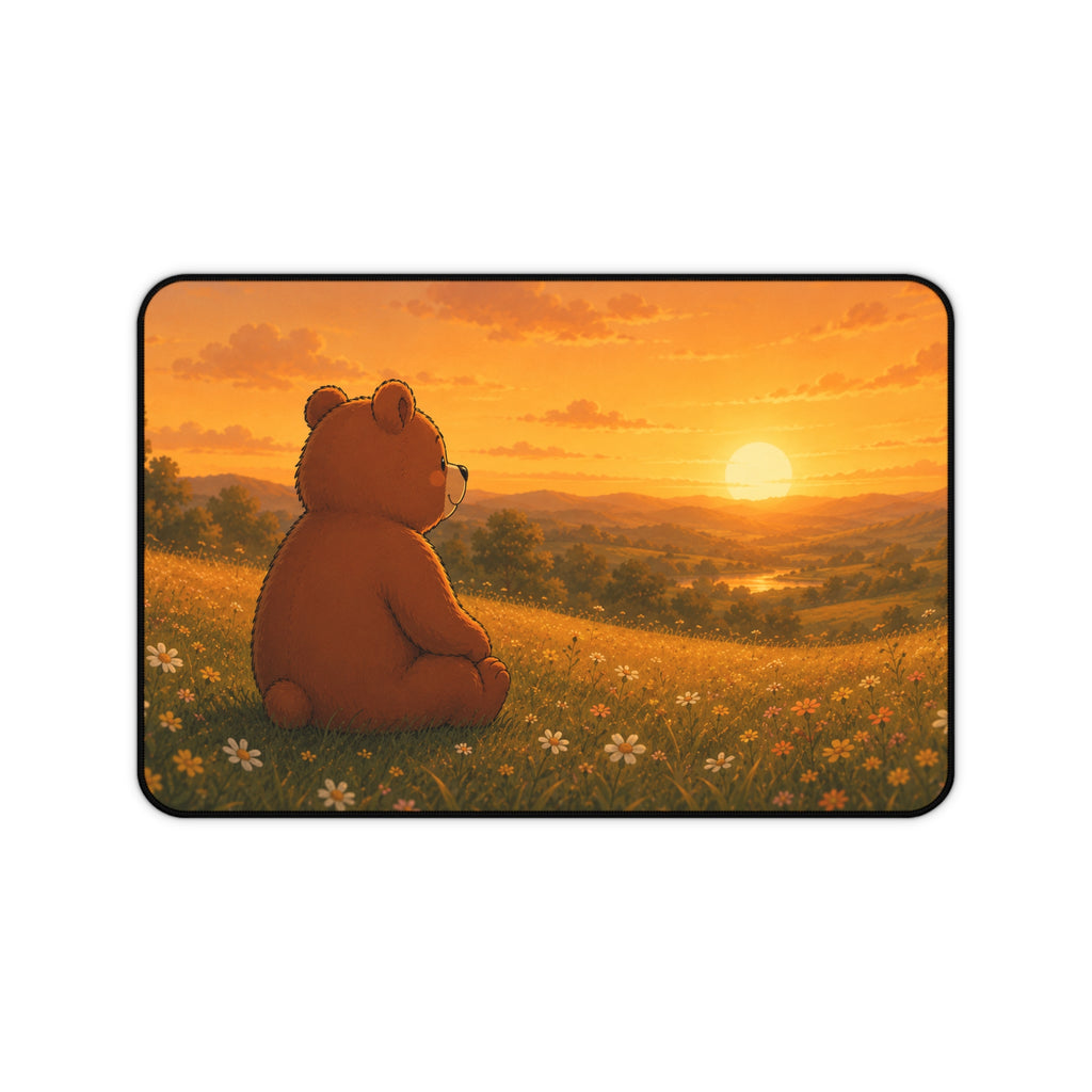 Cute Bear Desk Mat 32x16" | Large Mouse Pad | Cozy Office Desk Decor | Sunset Bear Gaming Mat | Bear Lover Gift