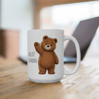 Hello Human Cute Bear Mug | Funny Bear Coffee Mug | Cute Ceramic Mug | Animal Lover Gift | 15oz Coffee Cup