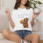 Will Do Anything for Snacks Bear Shirt | Funny Foodie T-Shirt | Cute Bear Graphic Tee | Gift for Snack Lovers