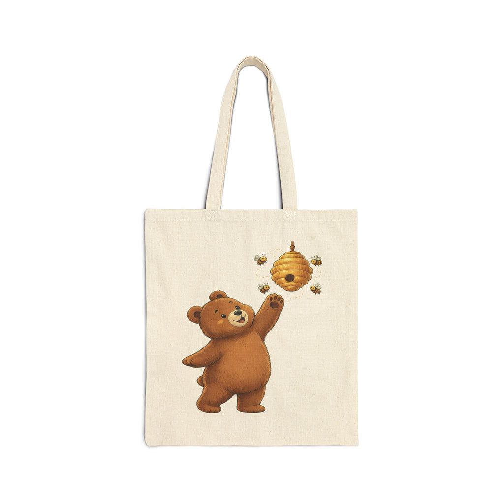 Food Is Life Cute Bear Tote Bag | Honey Bear Cotton Canvas Tote | Reusable Shopping Bag | Cute Foodie Gift