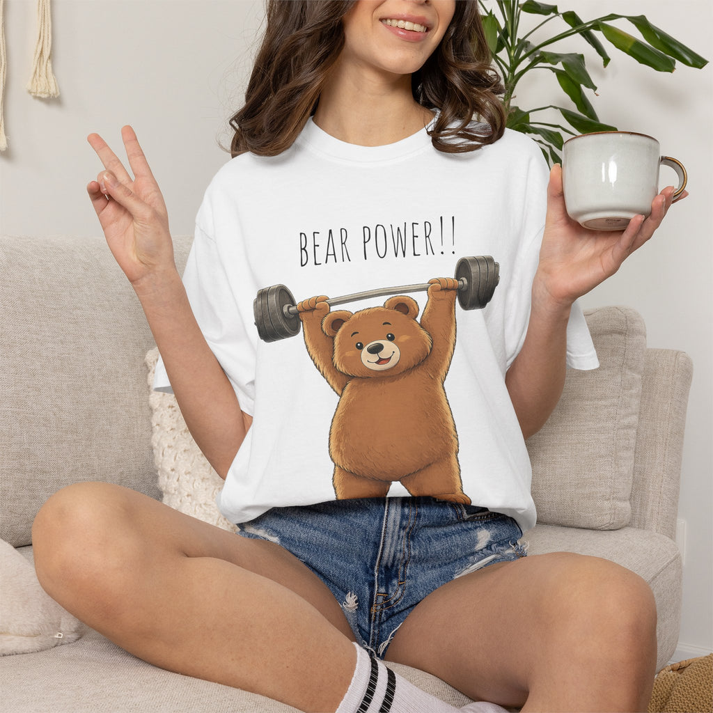 Bear Power Gym Shirt, Cute Weightlifting Bear T-Shirt, Funny Workout Tee, Fitness Lover Gift, Gym Bear Graphic Tee