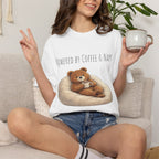 Powered by Coffee & Naps Bear T-Shirt | Cute Cozy Bear Unisex Graphic Tee | Coffee Lover Gift