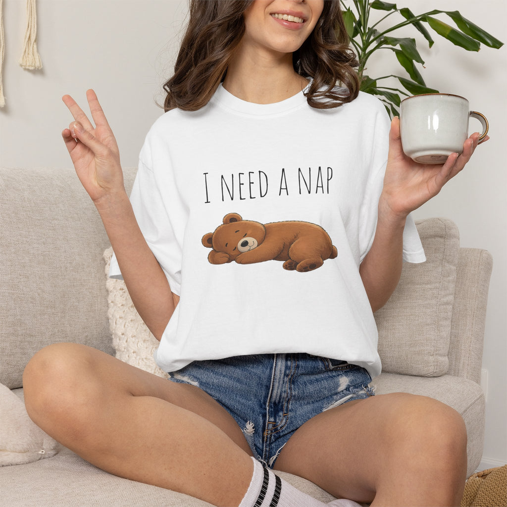 I Need a Nap Bear Shirt, Cute Sleeping Bear T-Shirt, Cozy Animal Graphic Tee, Funny Sleep Lover Gift, Unisex Comfort Colors Tee