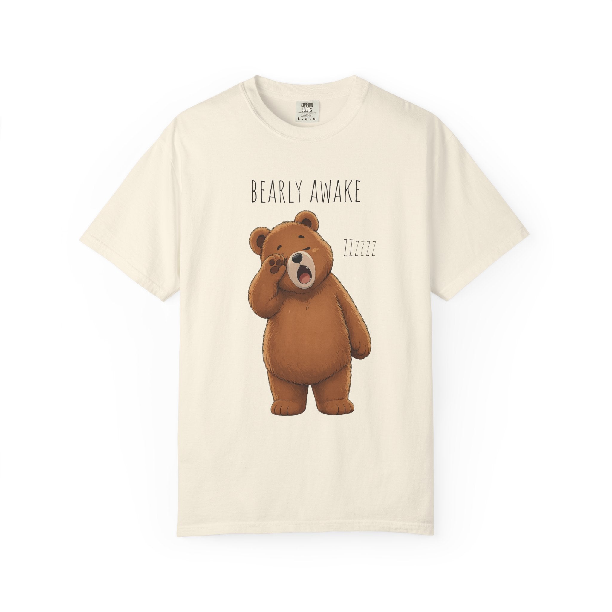 Bearly Awake Bear T-Shirt | Cute Funny Bear Graphic Tee | Unisex Comfort Colors Shirt | Sleepy Bear Gift