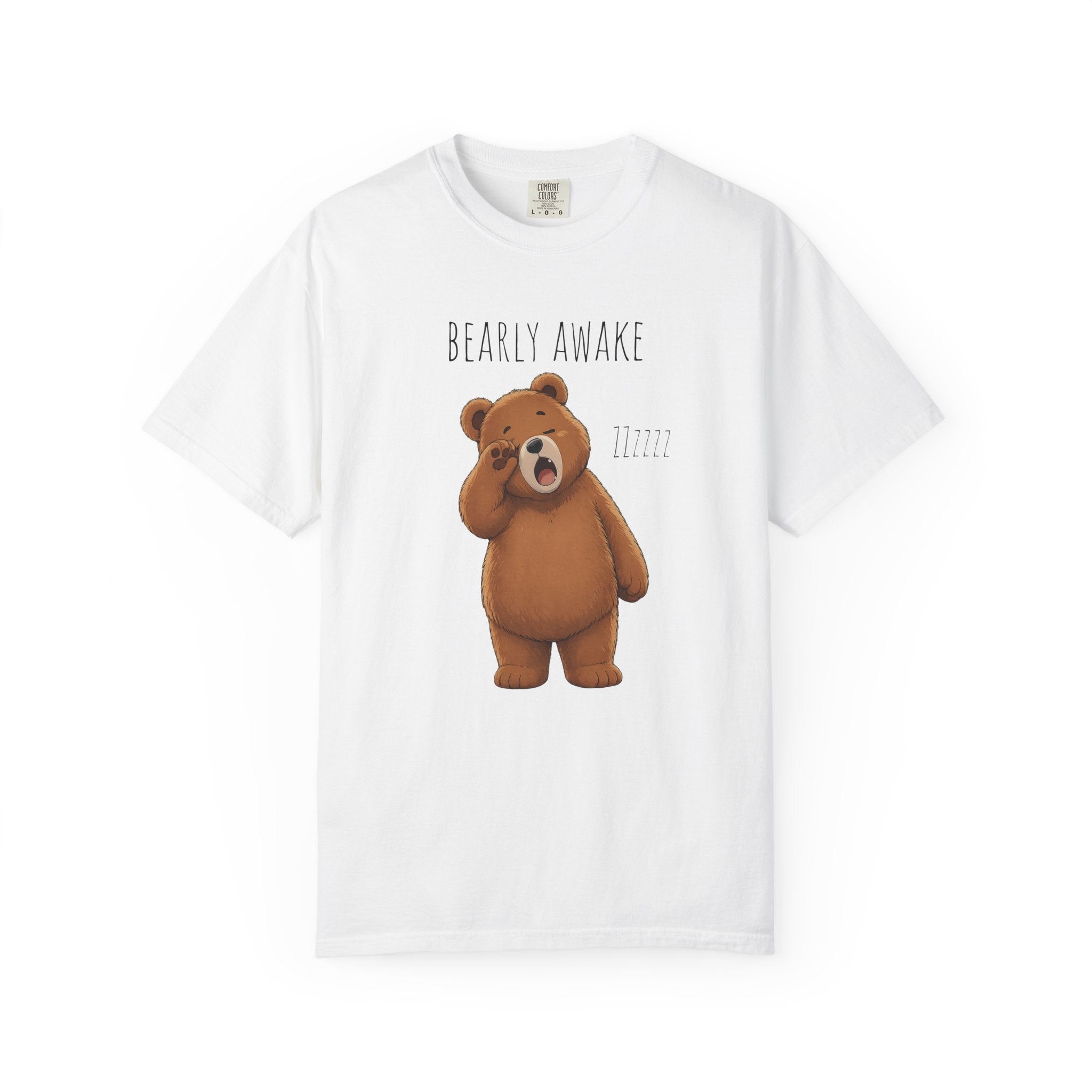 Bearly Awake Bear T-Shirt | Cute Funny Bear Graphic Tee | Unisex Comfort Colors Shirt | Sleepy Bear Gift