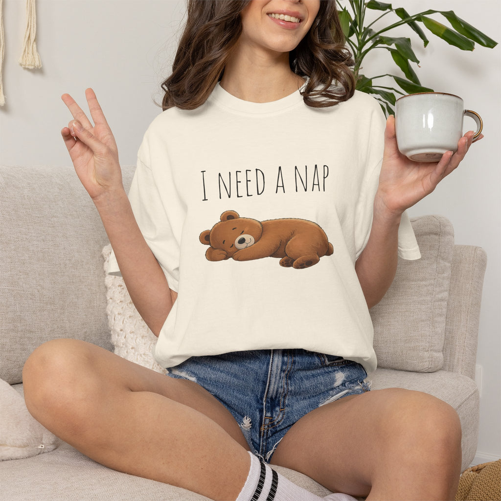 I Need a Nap Bear Shirt, Cute Sleeping Bear T-Shirt, Cozy Animal Graphic Tee, Funny Sleep Lover Gift, Unisex Comfort Colors Tee