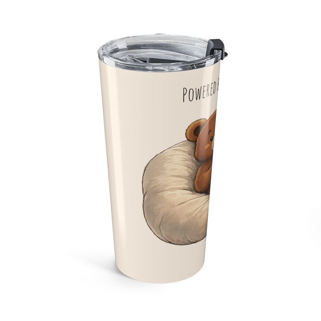 Cute Bear Coffee Tumbler 20oz | Powered by Coffee & Naps Travel Mug | Cozy Bear Gift for Coffee Lovers