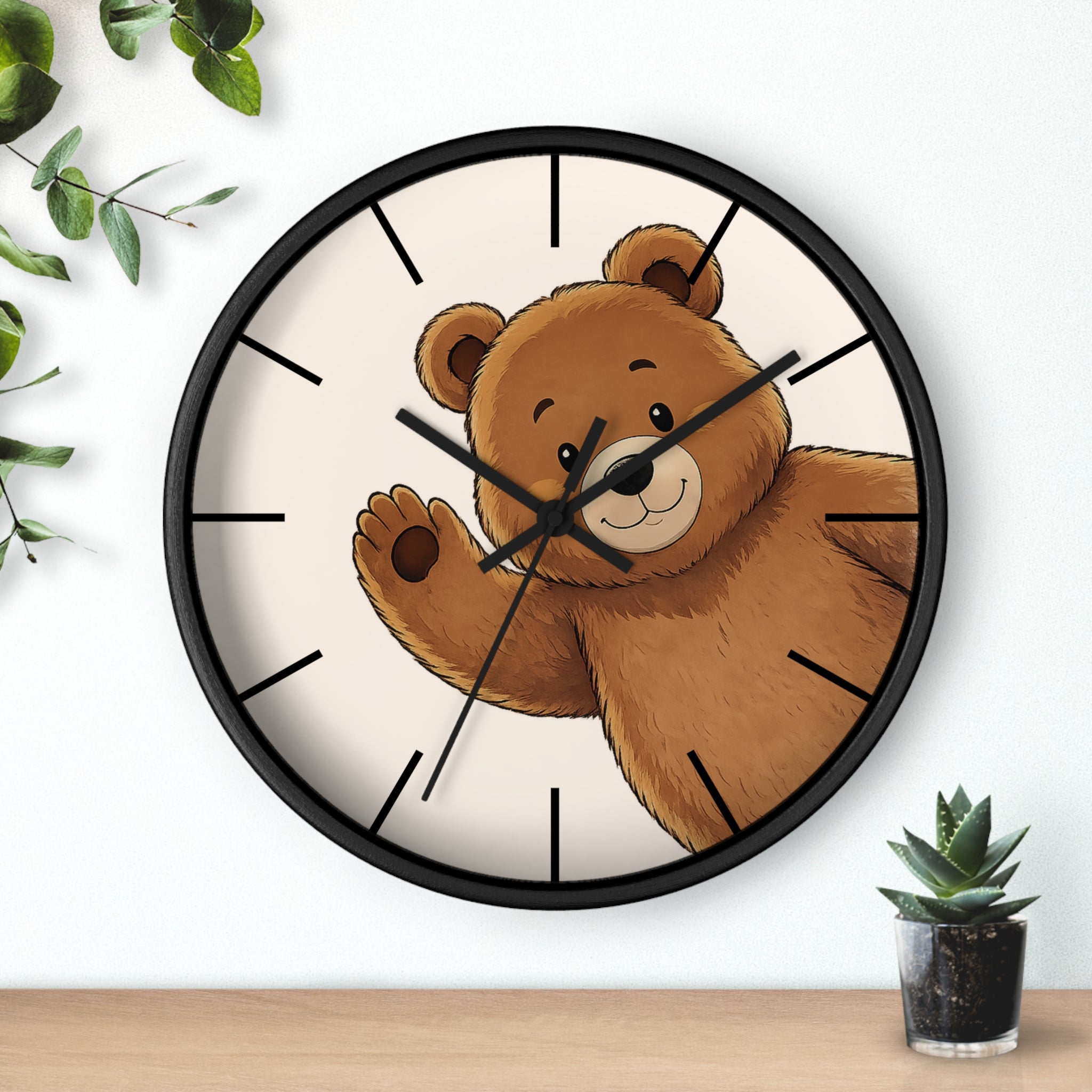 Cute Teddy Bear Wall Clock, Nursery Wall Decor, Kids Room Clock, Animal Wall Clock, Baby Nursery Gift, Bear Lover Decor