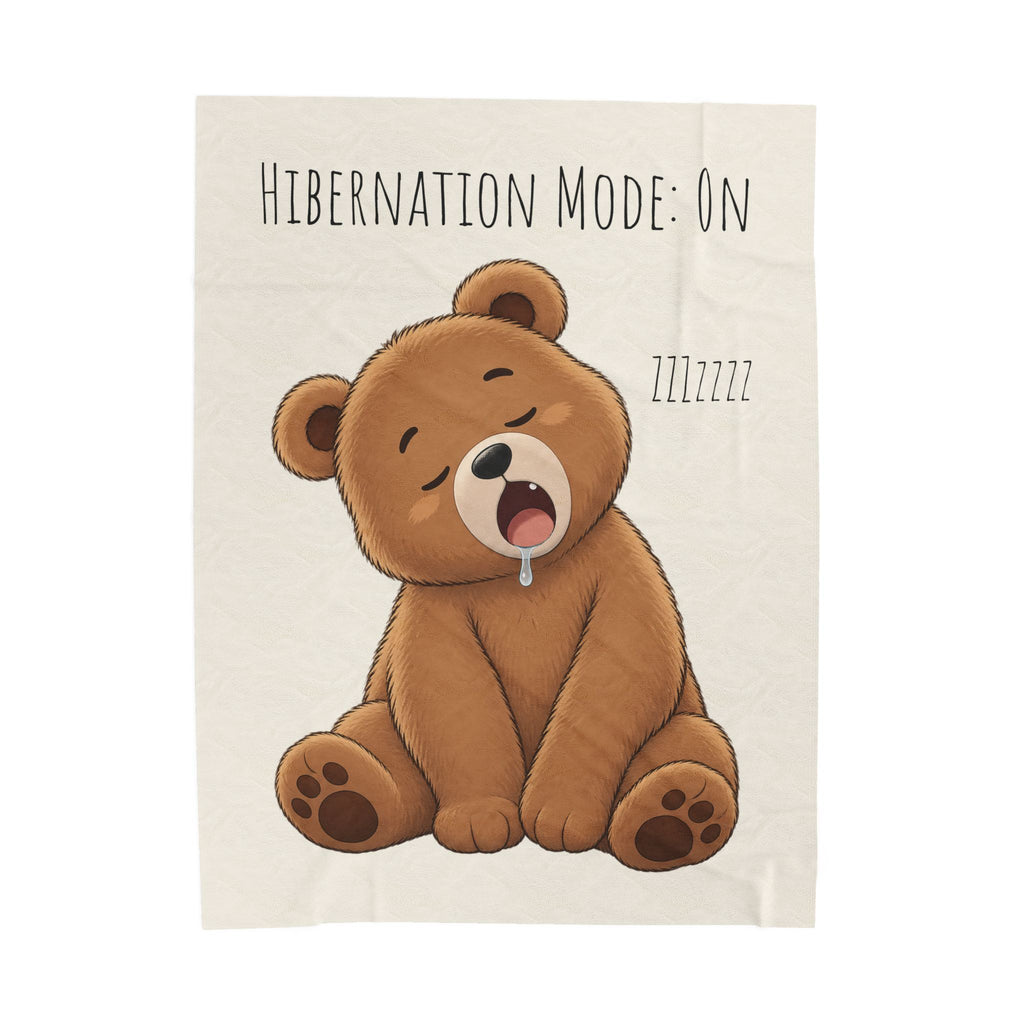 Hibernation Mode On Bear Blanket, Cute Bear Throw Blanket, Cozy Velveteen Plush Blanket, Bear Lover Gift, Funny Animal Blanket