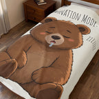 Hibernation Mode On Bear Blanket, Cute Bear Throw Blanket, Cozy Velveteen Plush Blanket, Bear Lover Gift, Funny Animal Blanket