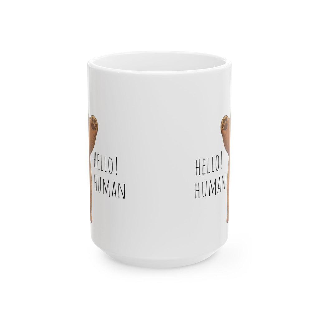 Hello Human Cute Bear Mug | Funny Bear Coffee Mug | Cute Ceramic Mug | Animal Lover Gift | 15oz Coffee Cup