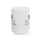Hello Human Cute Bear Mug | Funny Bear Coffee Mug | Cute Ceramic Mug | Animal Lover Gift | 15oz Coffee Cup