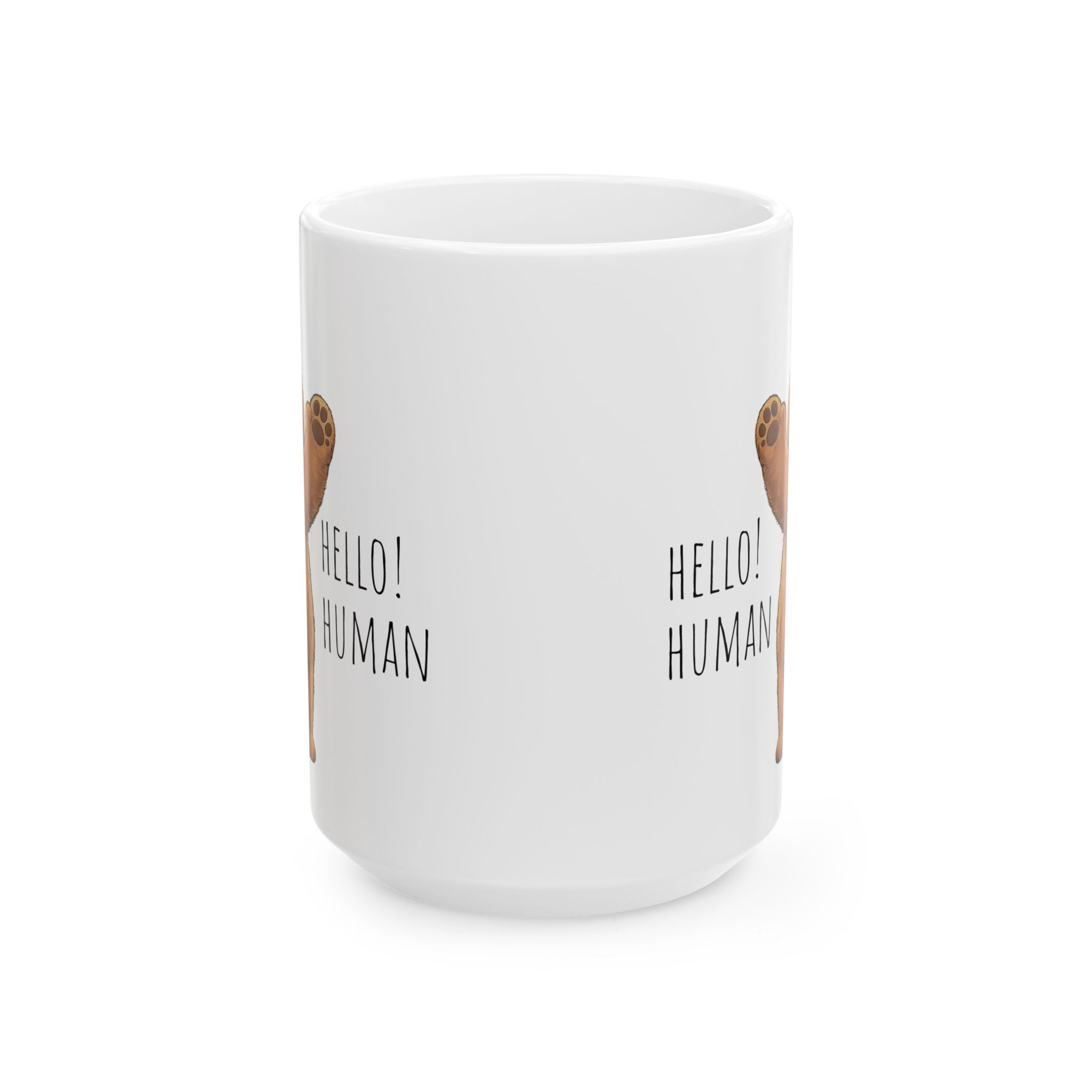 Hello Human Cute Bear Mug | Funny Bear Coffee Mug | Cute Ceramic Mug | Animal Lover Gift | 15oz Coffee Cup