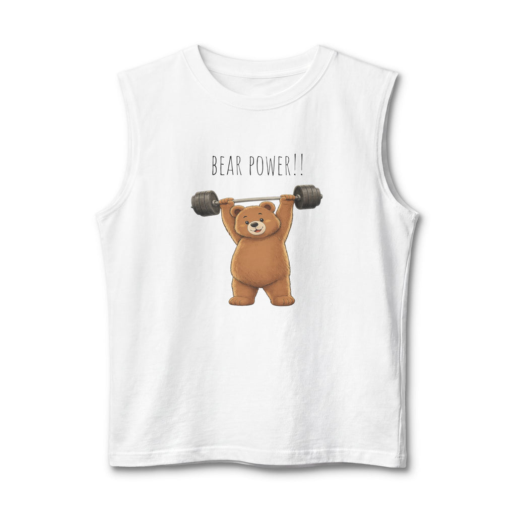 Bear Power Muscle Tank | Cute Gym Bear Shirt | Cute Workout Tank | Unisex Sleeveless Fitness Top | Gift for Gym Lovers
