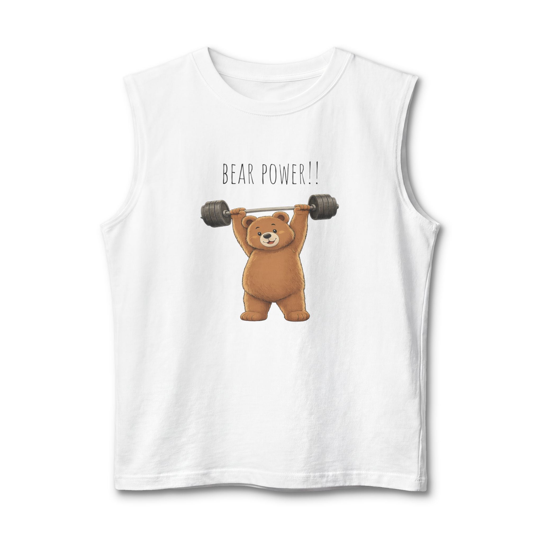 Bear Power Muscle Tank | Cute Gym Bear Shirt | Cute Workout Tank | Unisex Sleeveless Fitness Top | Gift for Gym Lovers