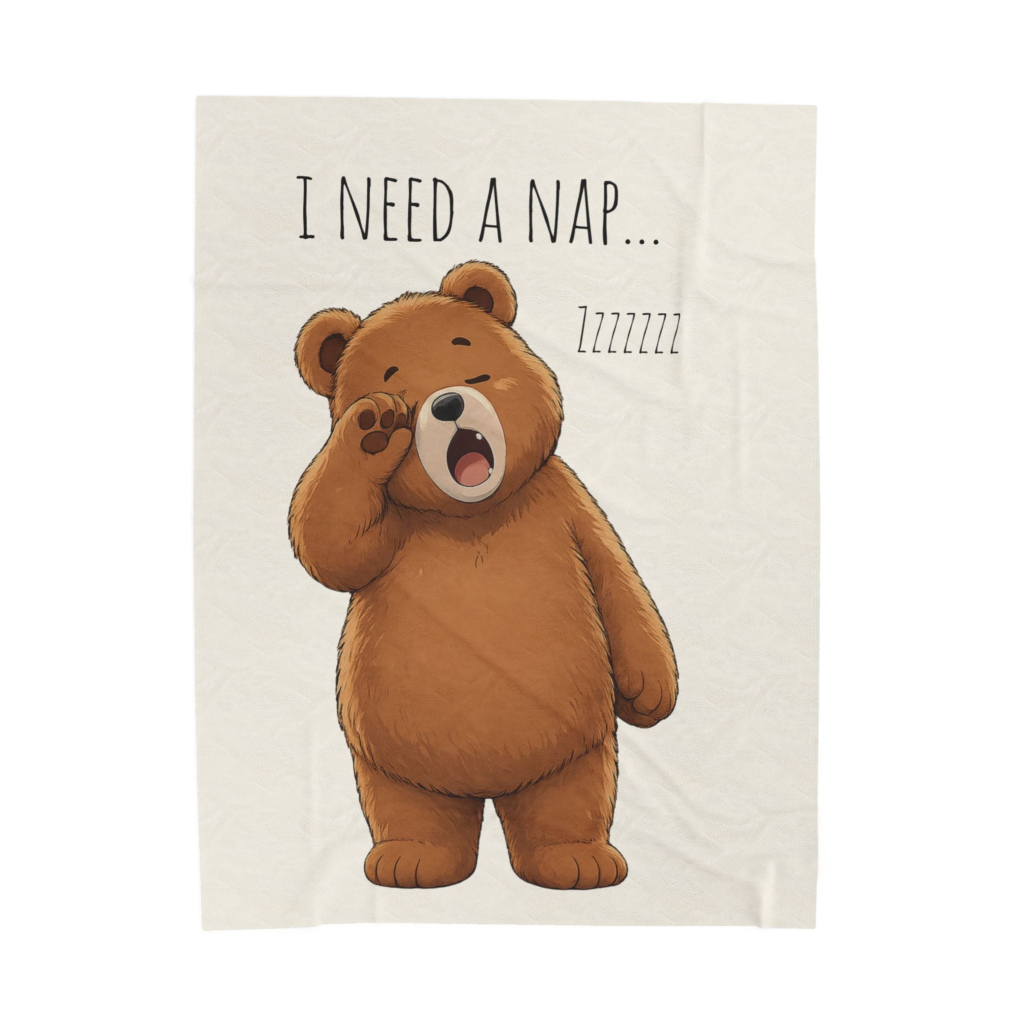 I Need A Nap Cute Bear Velveteen Plush Blanket | Cozy Animal Throw