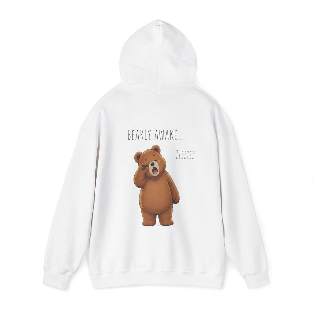 I Need A Nap Bearly Awake Bear Hoodie | Cute Bear Front Back Print Hoodie | Cozy Unisex Sweatshirt | Cute Bear Graphic Hoodie