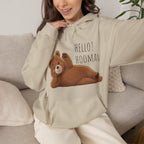 Hello Hooman Bear Hoodie | Cute Bear Graphic Unisex Hoodie | Cozy Animal Lover Gift