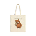 Powered by Naps & Tea Cute Bear Canvas Tote Bag| Funny Teddy Bear Reusable Shopping Bag | Bear Lover Gift |Reusable Shoulder Bag