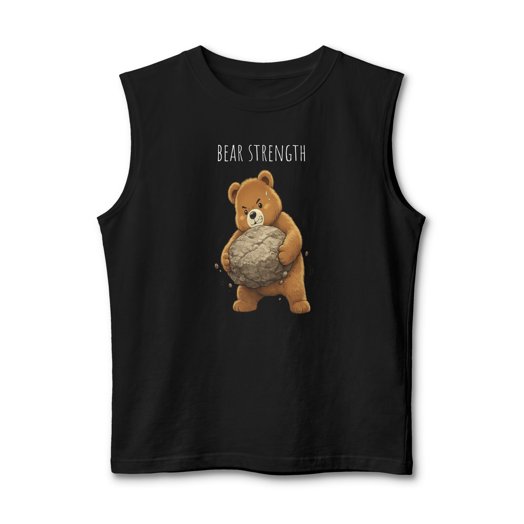 Bear Strength Muscle Tank Top | Cute Gym Bear Shirt | Cute Workout Tank | Unisex Sleeveless Fitness Top | Gift for Gym Lovers