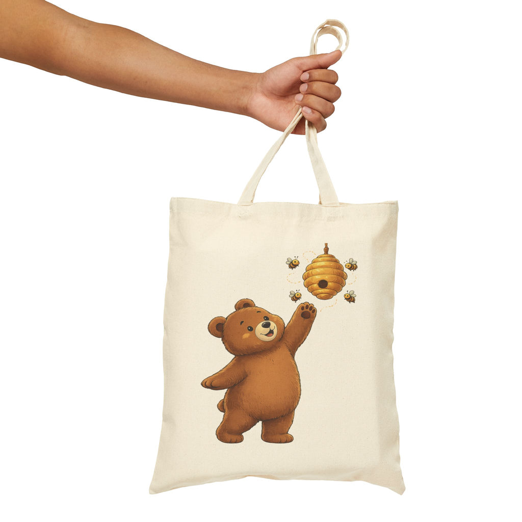 Food Is Life Cute Bear Tote Bag | Honey Bear Cotton Canvas Tote | Reusable Shopping Bag | Cute Foodie Gift