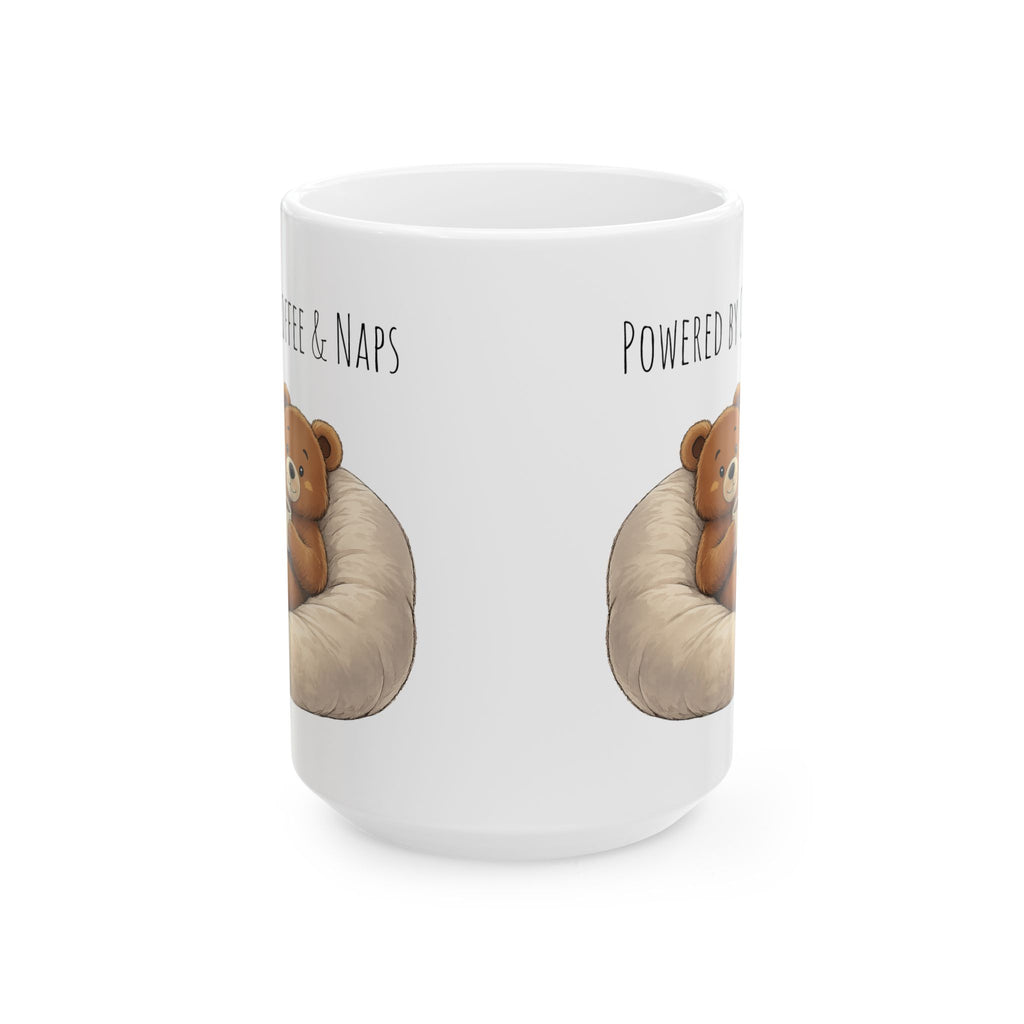 Powered by Coffee & Naps Bear Coffee Mug 15oz | Cute Ceramic Mug