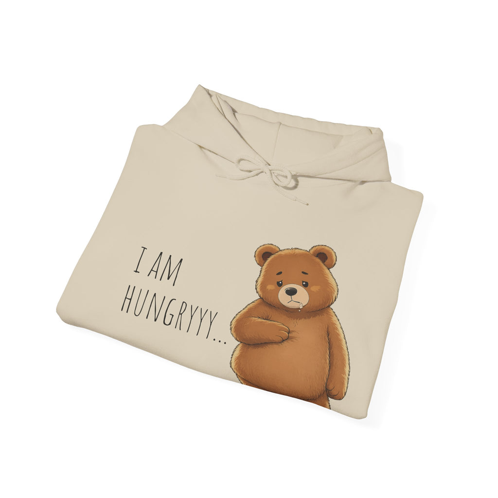 Where Is The Food? Bear Hoodie | Funny Hungry Bear Graphic Hoodie | Cute Foodie Gift | Unisex Cozy Sweatshirt | Front & Back Print