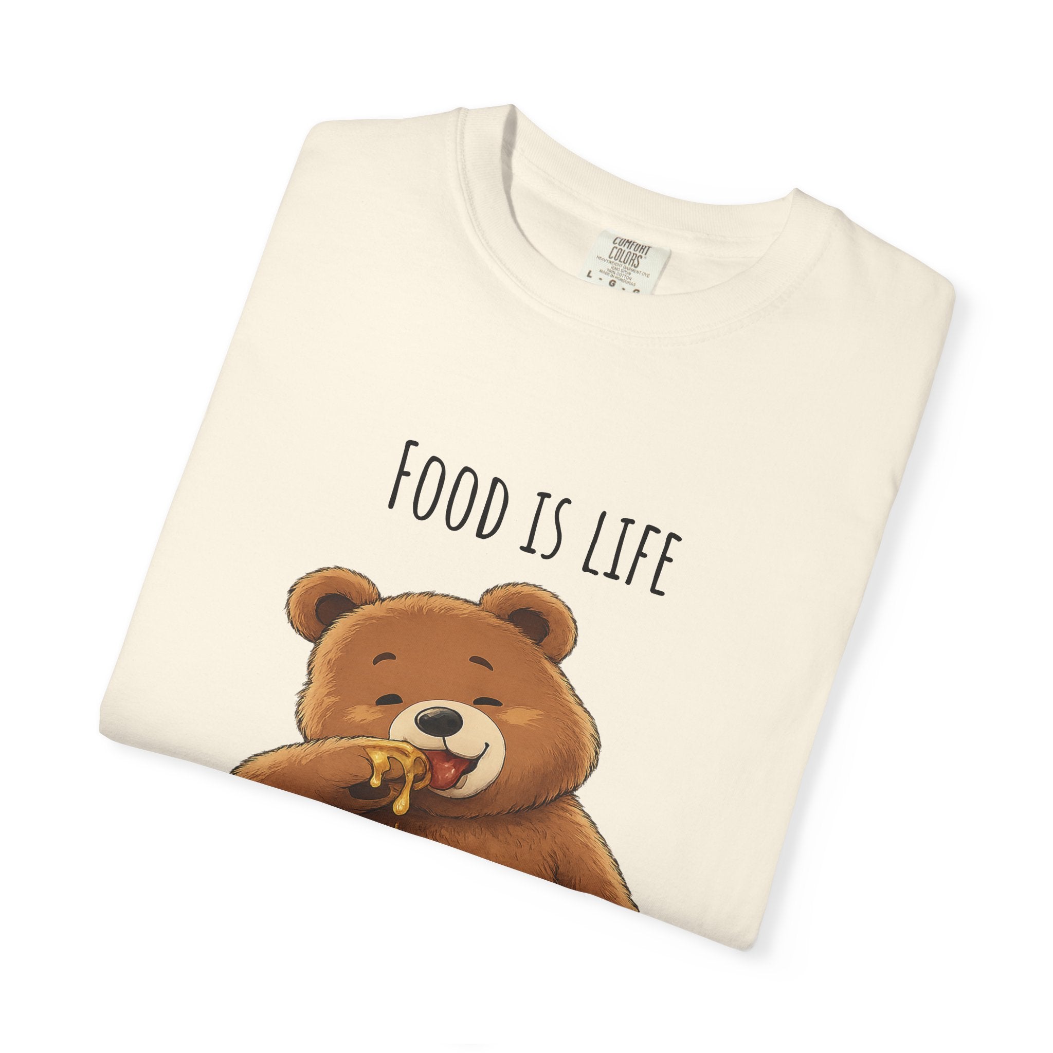 Cute Bear Shirt Food Is Life Tee, Funny Bear Graphic T-Shirt, Honey Bear Shirt, Foodie Gift, Bear Lover Gift, Unisex Animal Tee