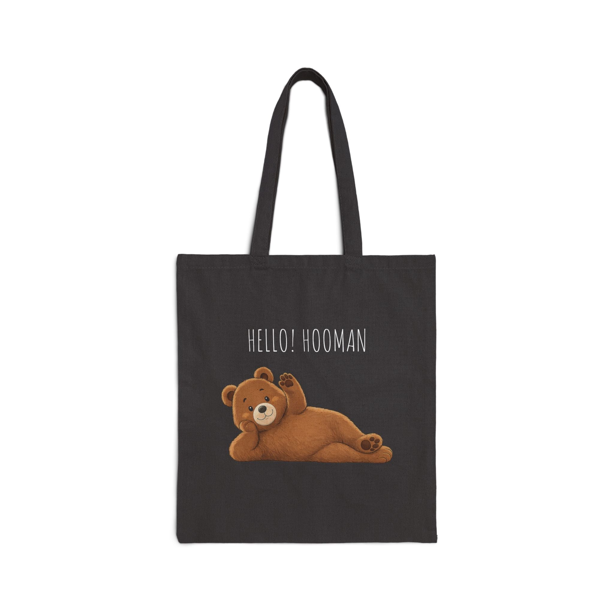 Hello Hooman Bear Tote Bag | Cute Canvas Tote for Everyday Use | Reusable Shoulder Bag | Bear Lover Gift