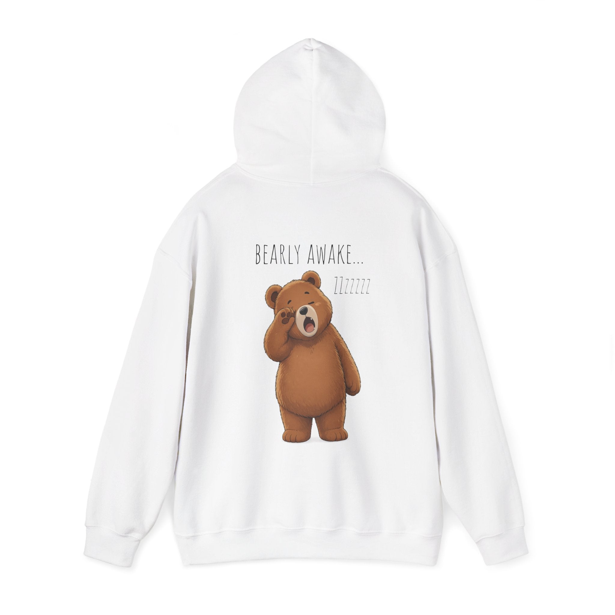 I Need A Nap Bearly Awake Bear Hoodie | Cute Bear Front Back Print Hoodie | Cozy Unisex Sweatshirt | Cute Bear Graphic Hoodie