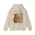 Where Is The Food? Bear Hoodie | Funny Hungry Bear Graphic Hoodie | Cute Foodie Gift | Unisex Cozy Sweatshirt | Front & Back Print