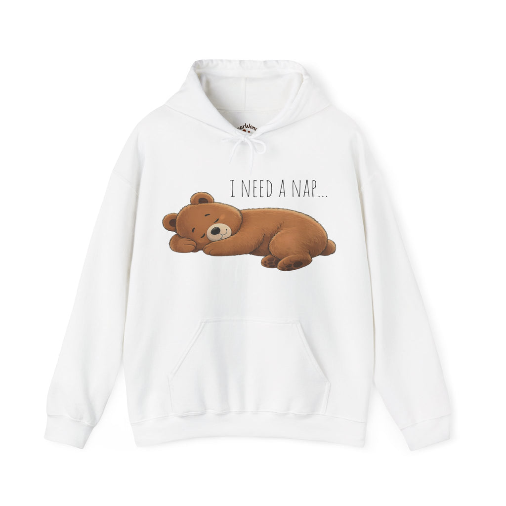 I Need A Nap Bearly Awake Bear Hoodie | Cute Bear Front Back Print Hoodie | Cozy Unisex Sweatshirt | Cute Bear Graphic Hoodie