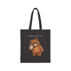 Powered by Naps & Tea Cute Bear Canvas Tote Bag| Funny Teddy Bear Reusable Shopping Bag | Bear Lover Gift |Reusable Shoulder Bag
